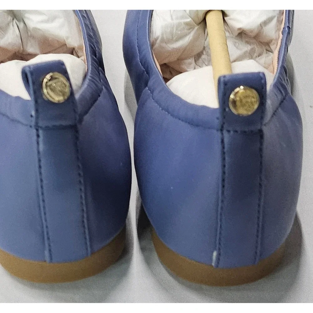 Taryn‎ Rose Rosalyn Blue Sheep Nappa Leather Rose Square Toe Ballet Flats 5.5M
